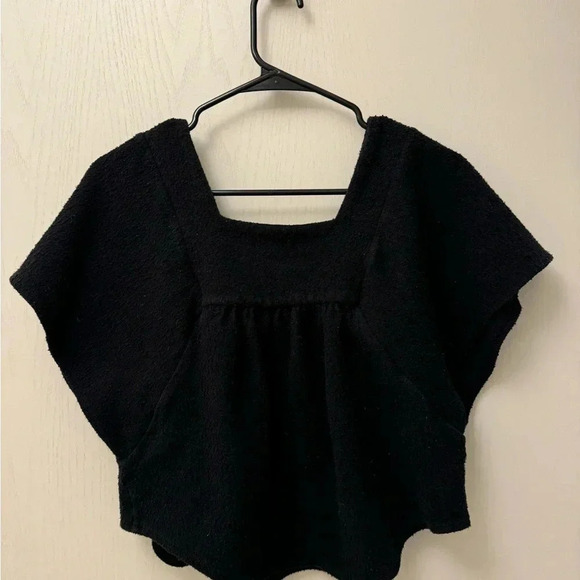 Black‎ Madewell Texture & Thread Butterfly Top Size S EUC - Picture 9 of 10